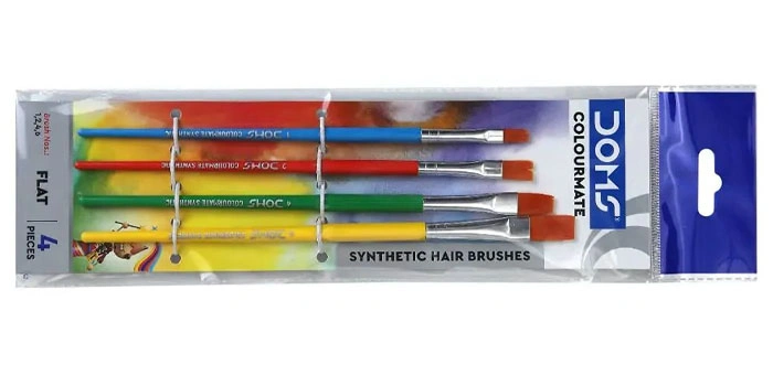 Colourmate Flat Synthetic Hair Brush 4 Pieces Detail